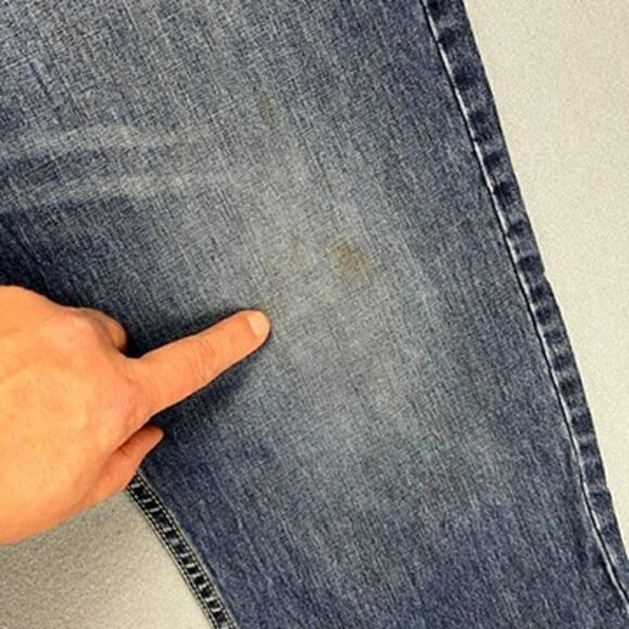 Wrangler Jeans Mens 34x32 Relaxed Straight Dark Wash Cotton Denim Thick Stitch - Picture 10 of 12